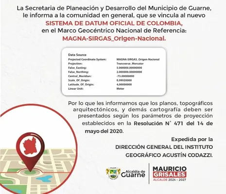 El Municipio de Guarne, actualizó su base de datos geodésica